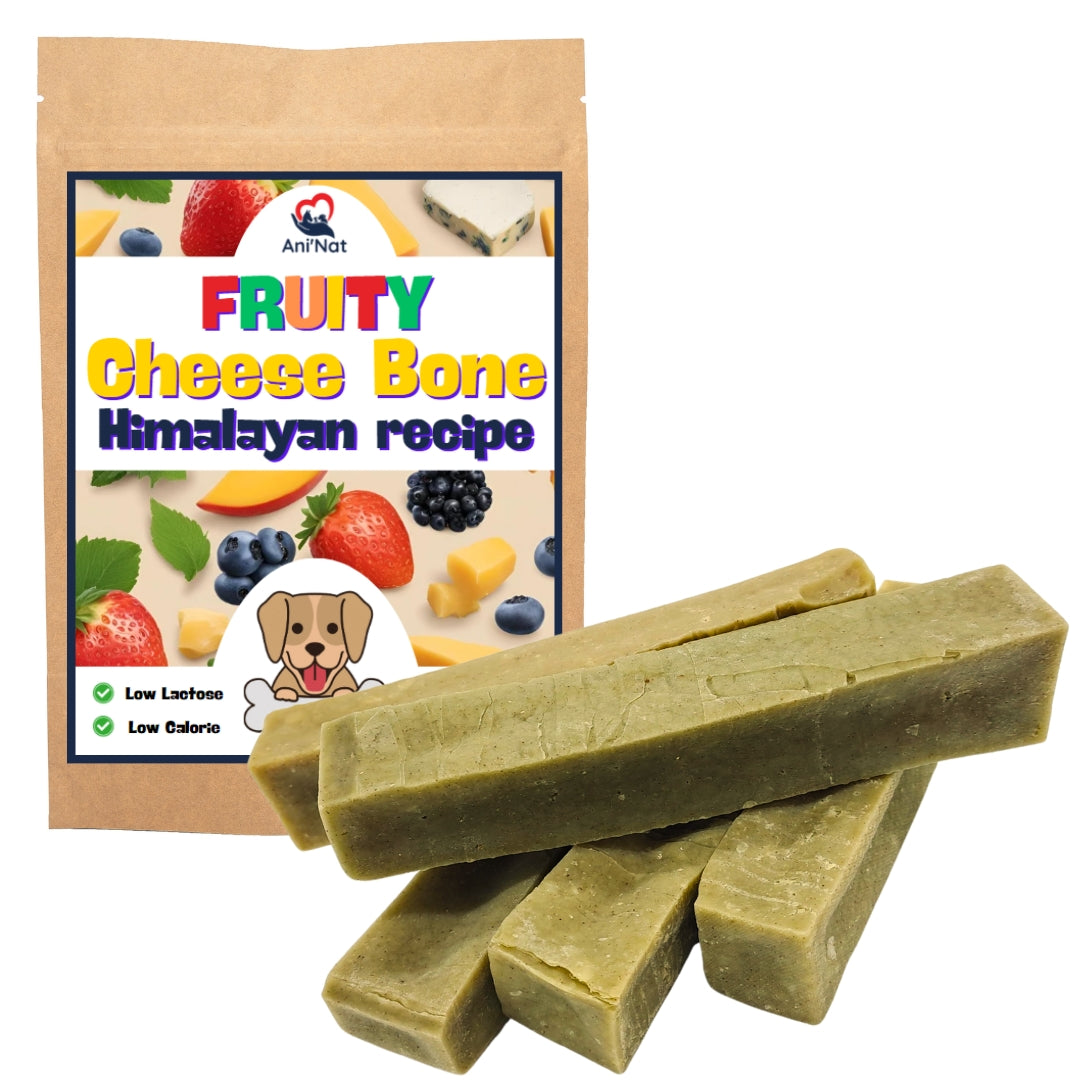Ani'Nat Os à Mâcher Longue Durée - Recette Himalaya Fromage Yak - goût Spiruline - Friandise Chien 100% Naturelle - Santé Dentaire - Plaisir Fruité - Toutes Races de Chiens
