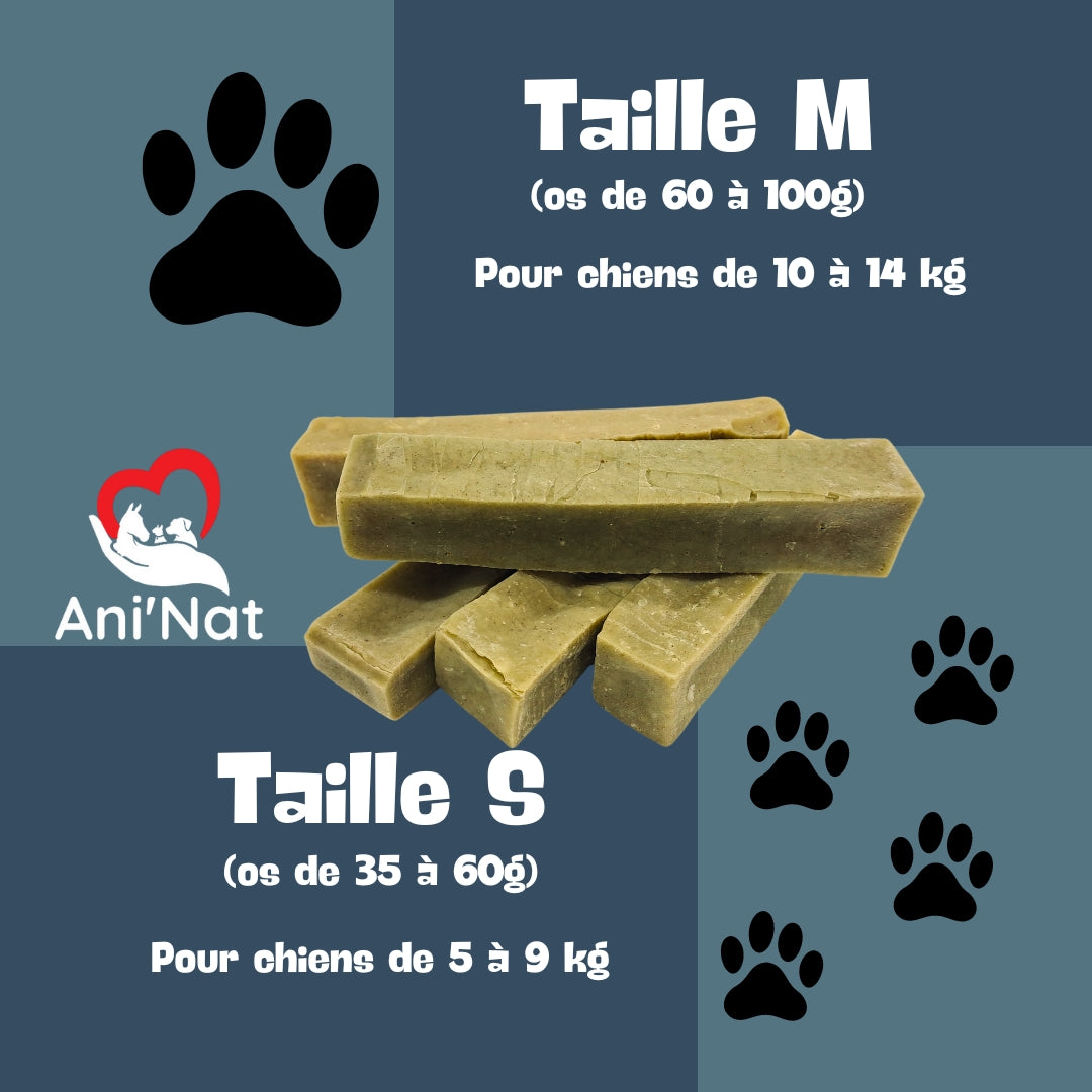 Ani'Nat Os à Mâcher Longue Durée - Recette Himalaya Fromage Yak - goût Spiruline - Friandise Chien 100% Naturelle - Santé Dentaire - Plaisir Fruité - Toutes Races de Chiens