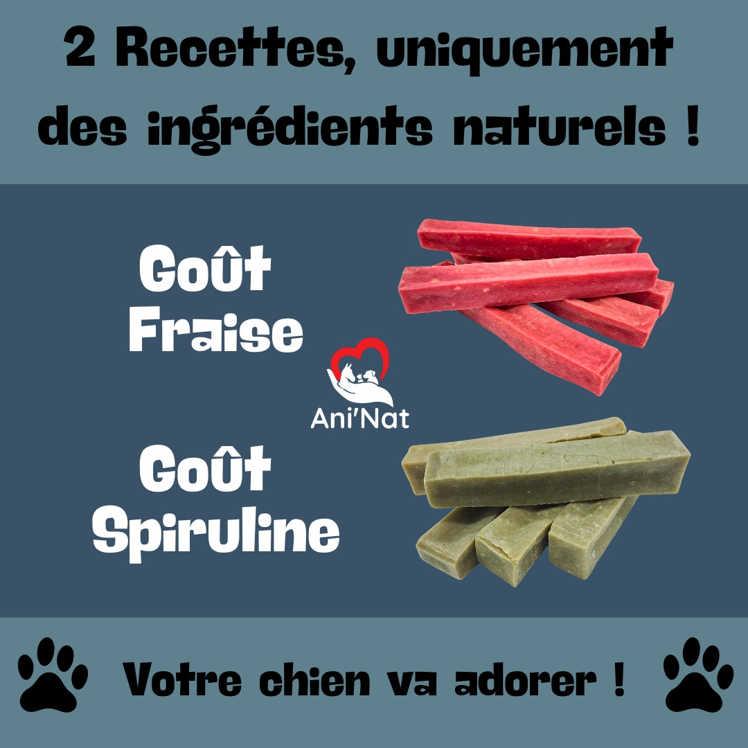 Ani'Nat Os à Mâcher Longue Durée - Recette Himalaya Fromage Yak - goût Spiruline - Friandise Chien 100% Naturelle - Santé Dentaire - Plaisir Fruité - Toutes Races de Chiens