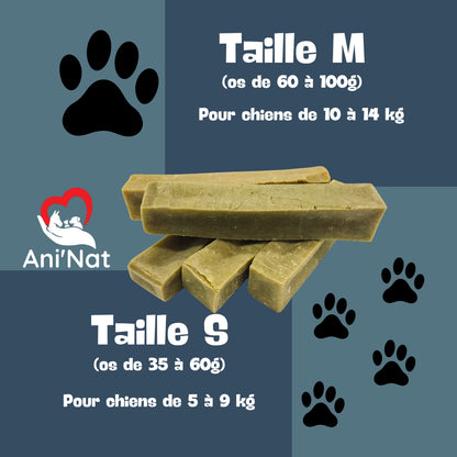Ani'Nat Os à Mâcher Longue Durée - Recette Himalaya Fromage Yak - goût Spiruline - Friandise Chien 100% Naturelle - Santé Dentaire - Plaisir Fruité - Toutes Races de Chiens