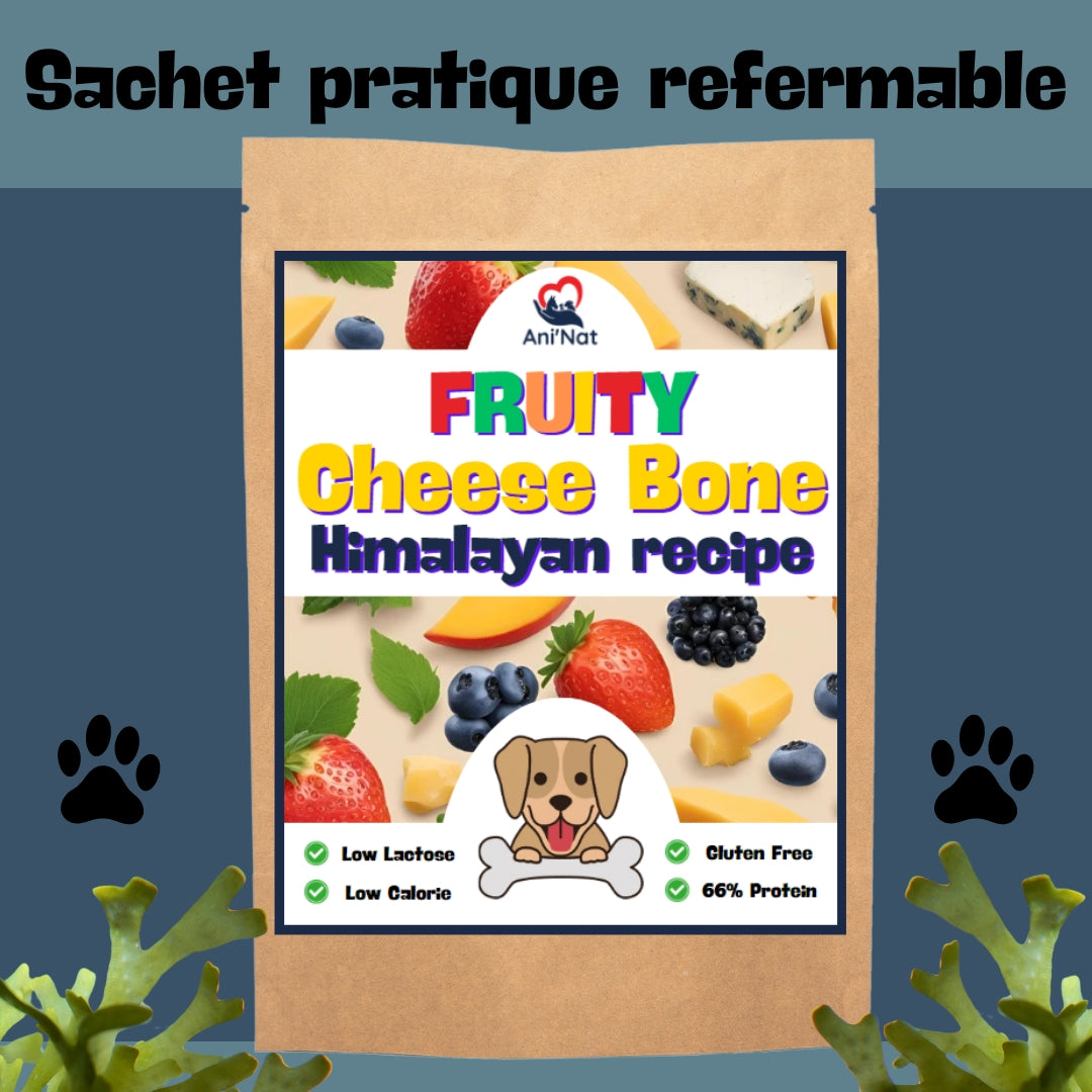 Ani'Nat Os à Mâcher Longue Durée - Recette Himalaya Fromage Yak - goût Spiruline - Friandise Chien 100% Naturelle - Santé Dentaire - Plaisir Fruité - Toutes Races de Chiens